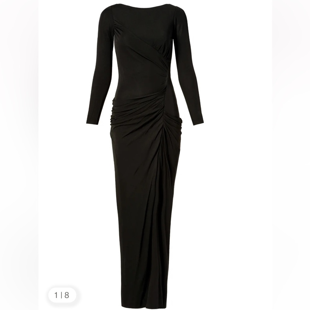 Badgley Mischka Forbidden Territory Black Long Sleeve Evening Gown Dress Size 2